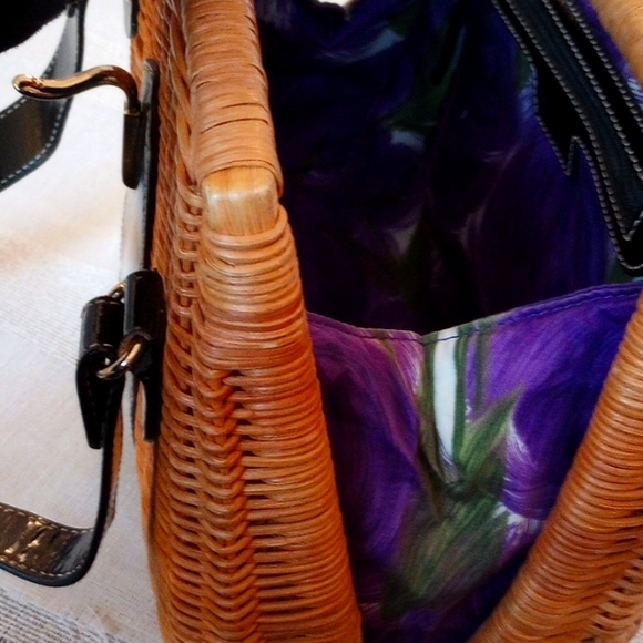 REDUCED! Rare Kate Spade Havana Collection Wicker Patent Leather Avita Satchel - Picture 11 of 15